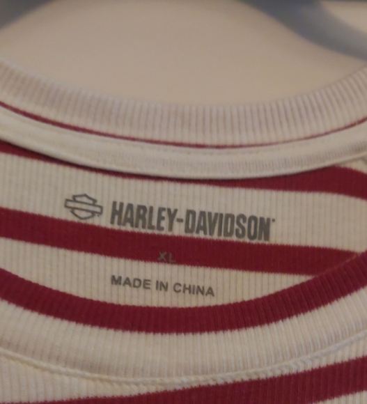 Harley-Davidson Women's Genuine Striped Long Sleeve Tee YD Stripe- Tibetan Red - Picture 5 of 9